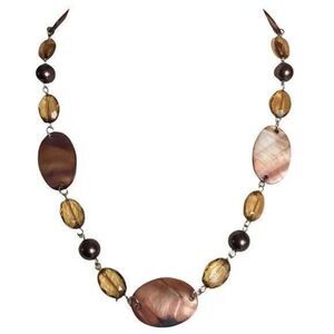 Necklace & Earrings Set Glass Shell Mother of Pearl Beads - New With Defects